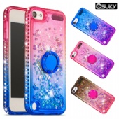 Gradient fashion quicksand liquid shiny silicone diamond with ring buckle phone case for iPhone xs max xr xs Samsung A60 A20e M40 S10 A9 LG K40 LG Stylo5 Moto G6 E5 Google Pixel 3a XL Huawei P Smart P30 Mate 20
